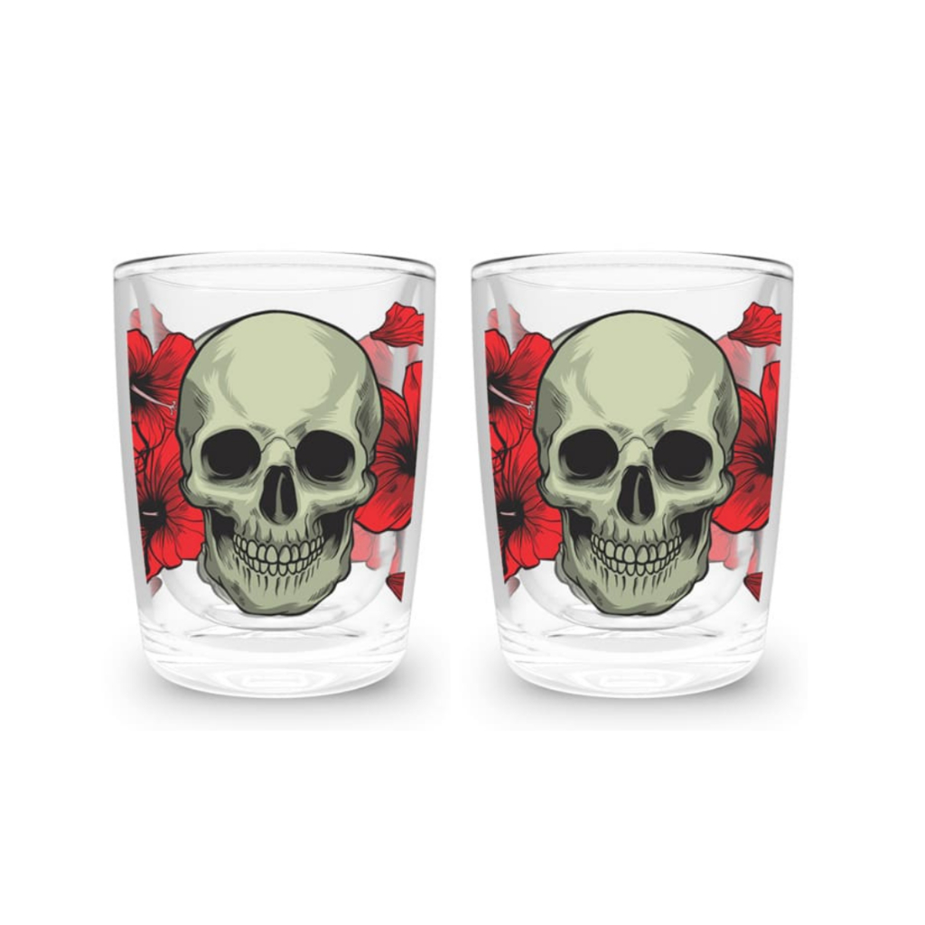 Kit 2 Copos Shot Caveira 60ml Tequila Licor Inquebrável