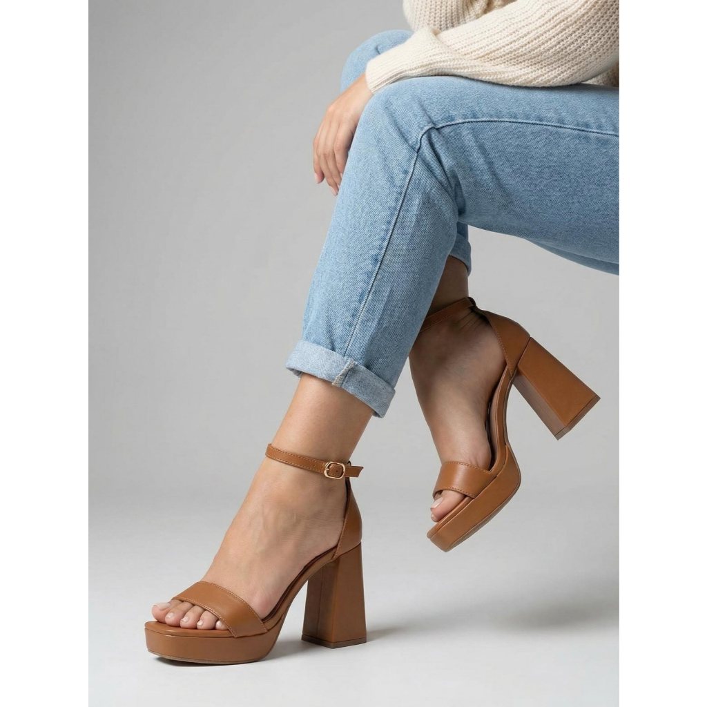 Sandália Salto Grosso Meia Pata Alto 10cm Confortável M64 em Oferta na Shopee