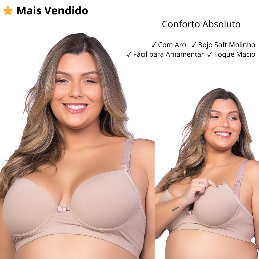 Sutiã Amamentação Plus Size Com Bojo – Microfibra Confortável, Abertura Prática, Modelo Premium