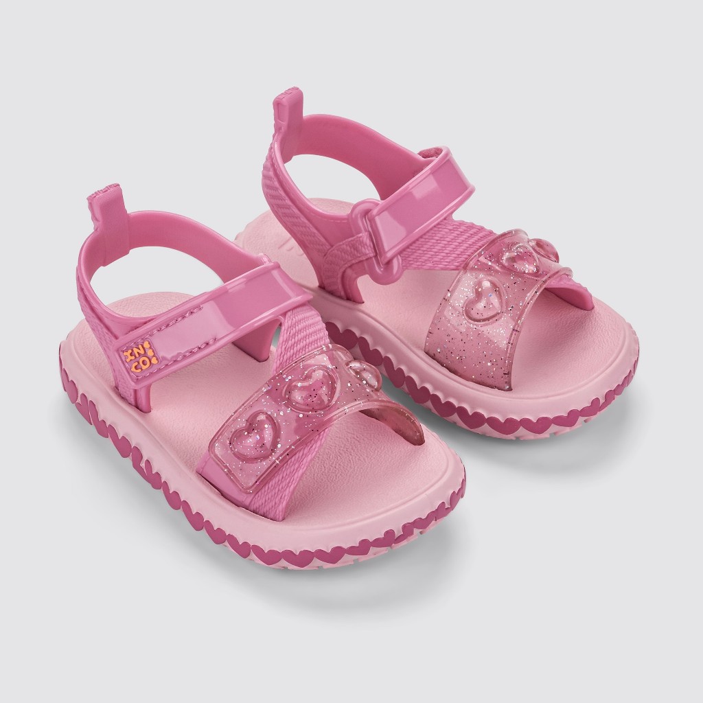Sandália Infantil Bebê Zaxy Nina Fechamento em Velcro Palmilha Anatômica Rosa Glitter - 19278