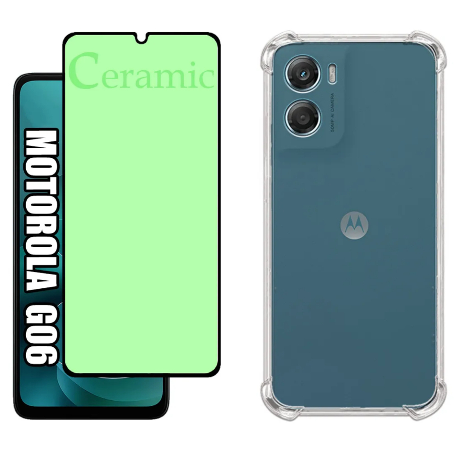 Kit Para Moto G06 Motorola - Película Cerâmica + Capa Capinha Anti Shock em Oferta na Shopee