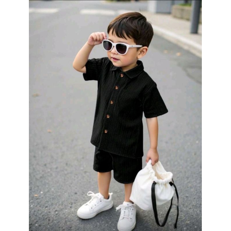 conjuto infantil menino  camisa botões  shorts