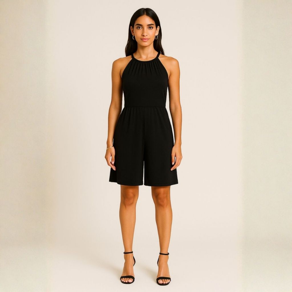 Macaquinho Feminino de Alças Bermuda Acima do Joelho Soltinha Plus Size Slim Viscolycra Curvy Verão