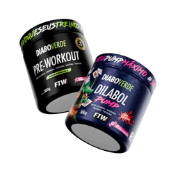Kit Pré Treino Diabo Verde Pote 300g + Dilabol Pump S/ Cafeína Pote 300g - FTW