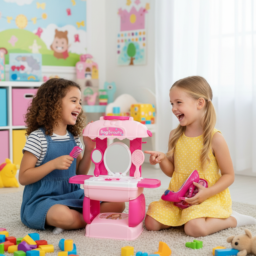 Penteadeira Infantil + Estojo Maquiagem Sapatinho Princesa