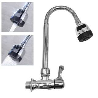 Torneira Cozinha Gourmet Bancada Parede Flexível Rotação De 360° 1/4 Volta Inox