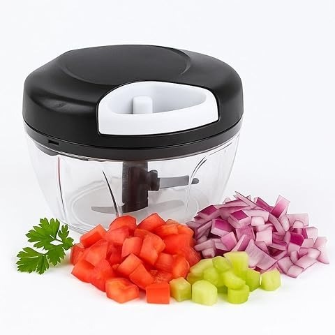 Mini Triturador Manual 500ml – Processador de Alimentos 3 Lâminas, Super Rápido (Cores Sortidas)