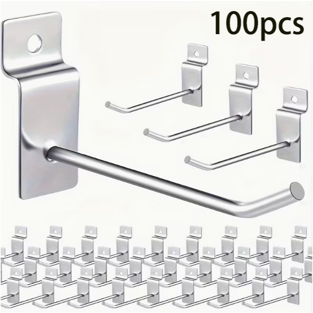 100 Ganchos Expositores 15 cm para Painel Canaletado Aço Zincado Lorben
