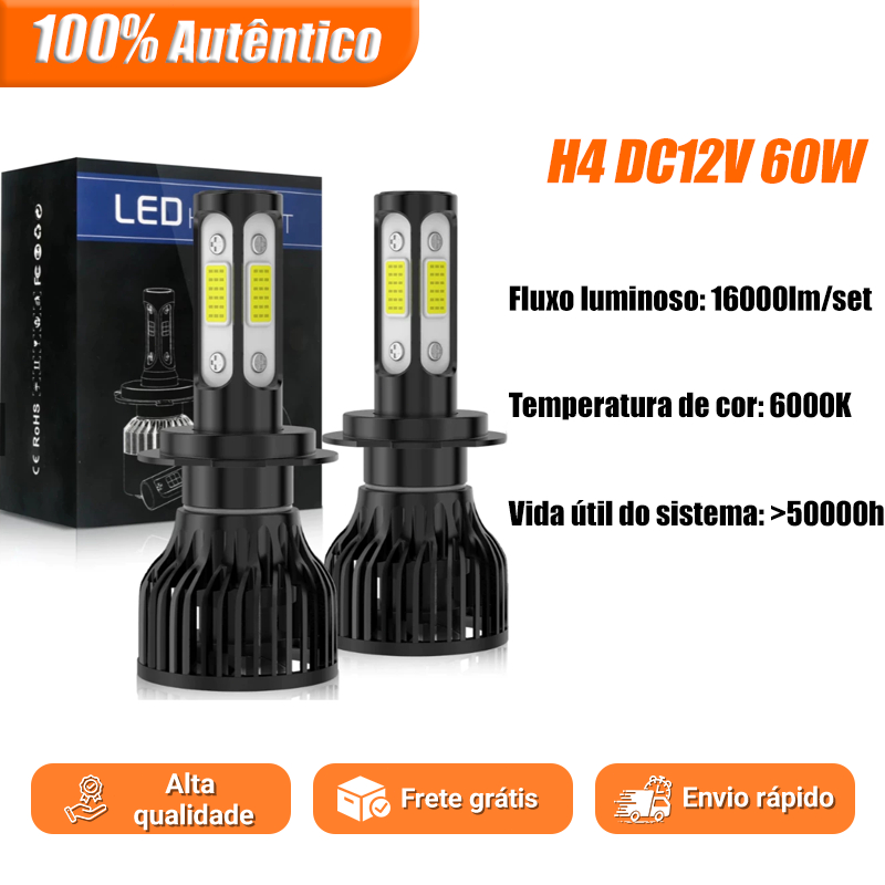 2 Pçs Novo 4 Lados H4  Carro LED Faróis  Kit De Lâmpadas De Luzes Automáticas em Oferta na Shopee