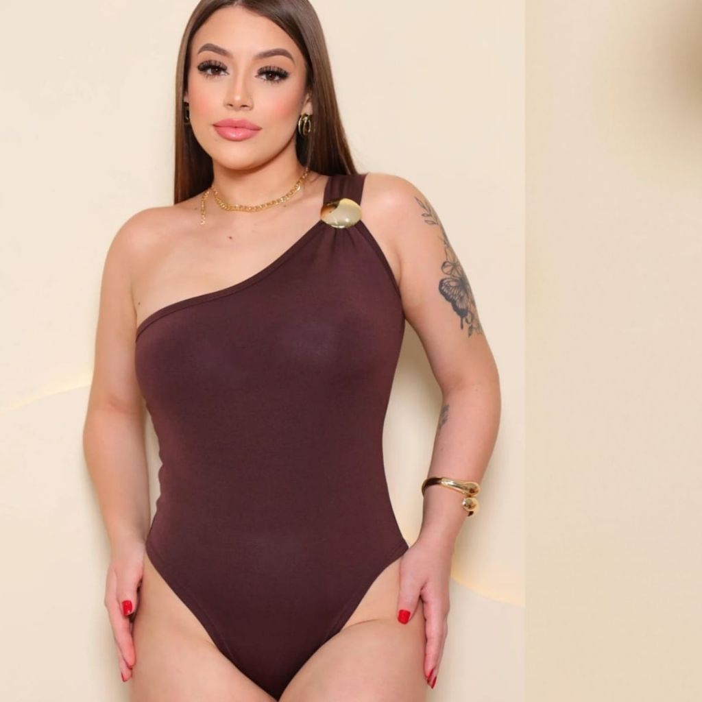 Verão Body Mula Manca com bojo Fivela Ana ruga Feminino Tecido Premium