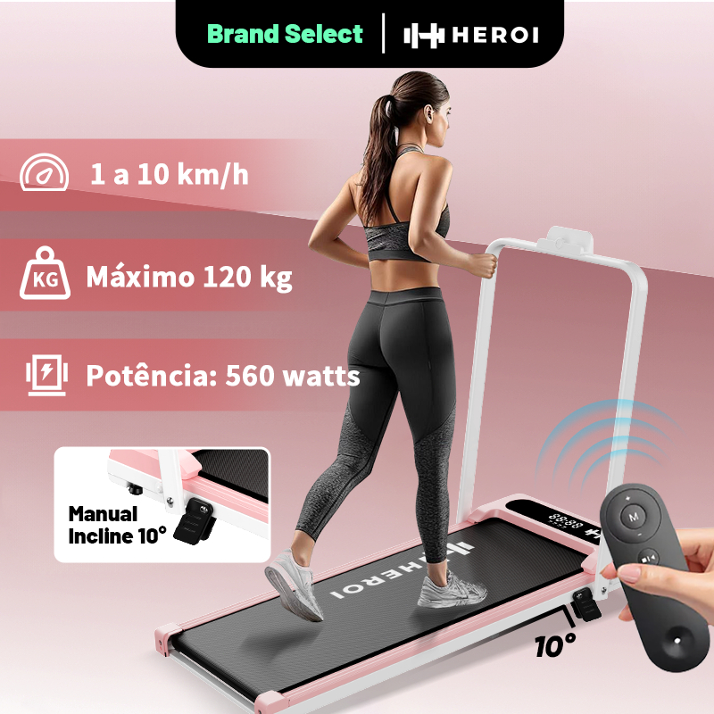 Heroi Esteira Elétrica (1-10 Km/h), Inclinação Ajustável, Suporta Até 120 Kg, Motor 560w Senyap - Miniatura 2