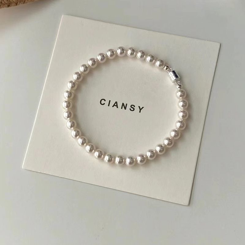 Nova Bijuteria Feminina de Moda, Pulseira de Pérolas Artificiais Acrílicas，Pulseira magnética