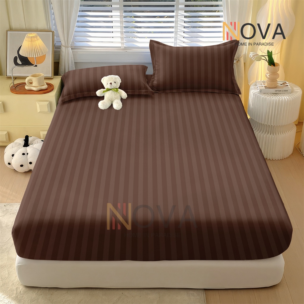 Novo estilo cor sólida  Listrado Jogo De Lençol 03 Peças Não desaparecerá SOLTEIRO CASAL QUEEN Percal em Oferta na Shopee