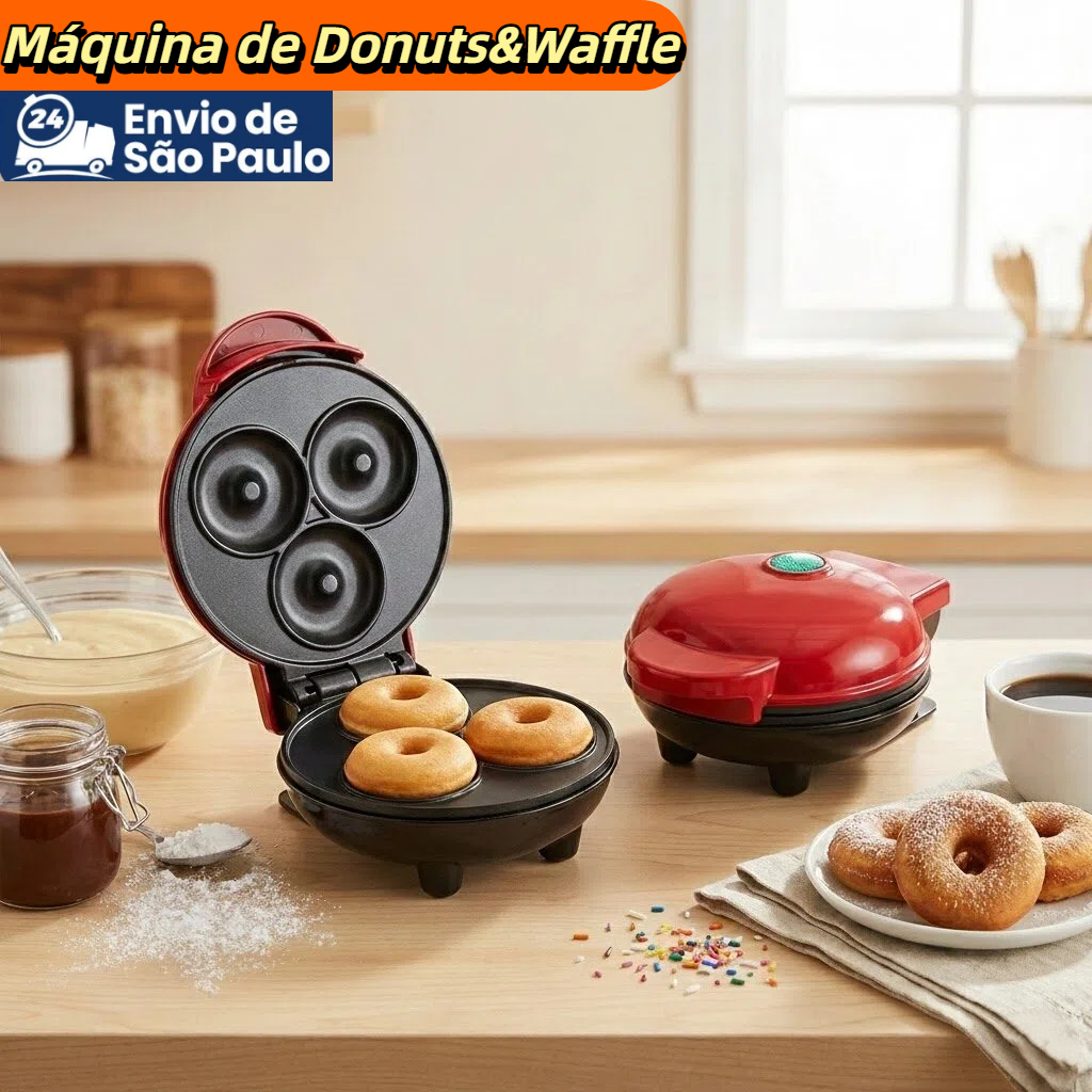 Imagem Panela Elétrica De Waffle/Donuts Maker Mini Ferro Panquecas Automático 110V
