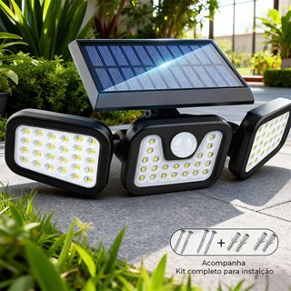 Refletor Grande de 198Led com Painel Solar Giratório Sensor de Movimento em Oferta na Shopee