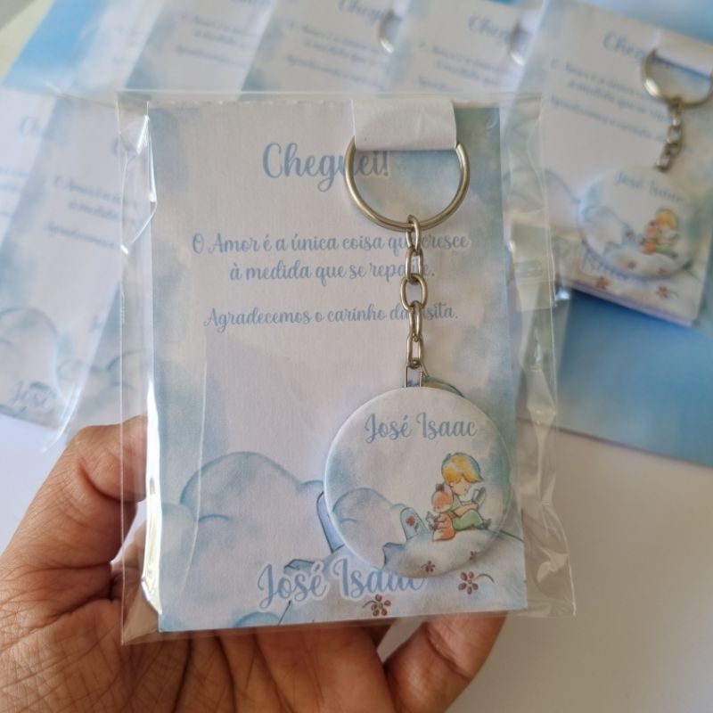 kit Lembrancinha Maternidade O Pequeno Príncipe Bloquinho + Chaveiro Personalizado Lembrança Nascimento