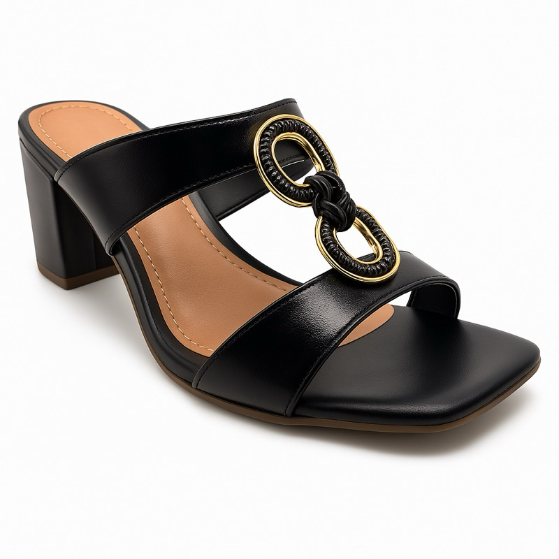 Tamanco Feminino Salto Bloco Médio detalhe em fivela 8 – Sandália Confortável Moderna em Oferta na Shopee