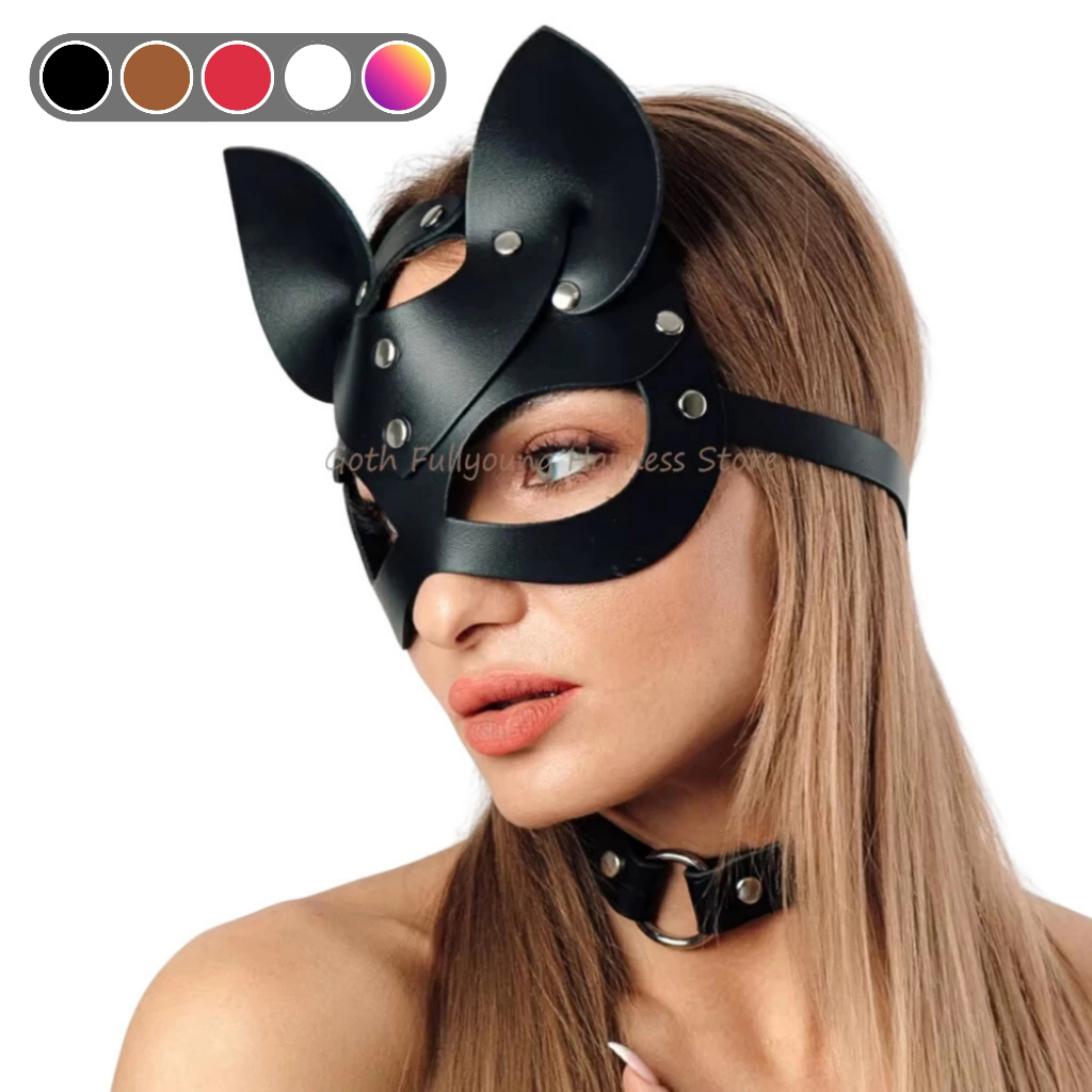 Mascara Couro Festa Fantasia Halloween Mulher Gato