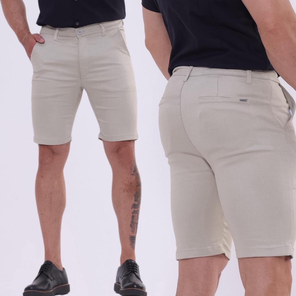 Bemuda Maculina Social Esporte Fino Com Elastano Bolso Embutido — imagem 2 de 2