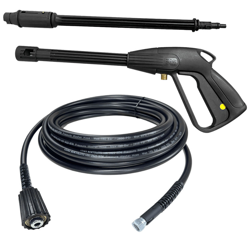 Kit Pistola + Lança + Mangueira Trama De Nylon Compatível c/ Lavadora Wap, Electrolux, Lavor, Vonder