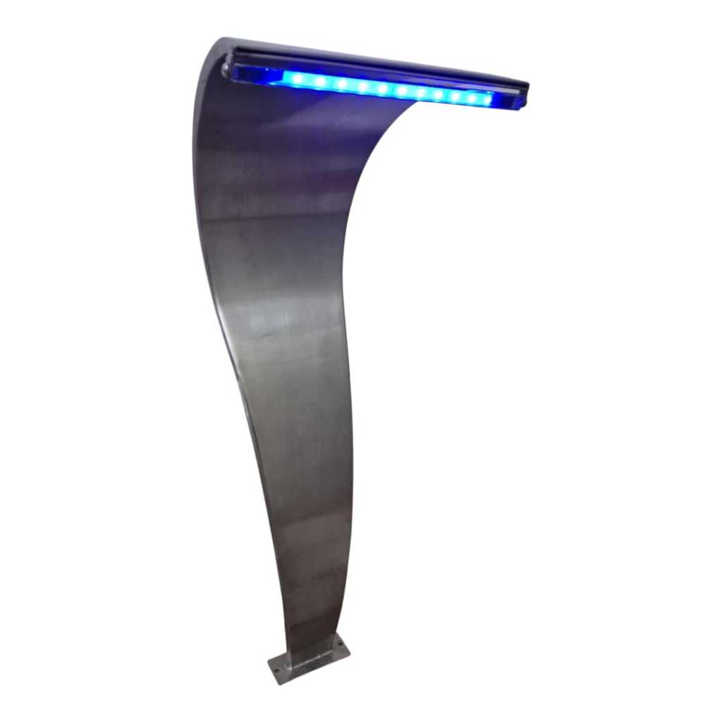 Cascata de Piscina Aço Inox 80 Cm Altura Cachoeira Instalação Prática Completa Com LED Colorida