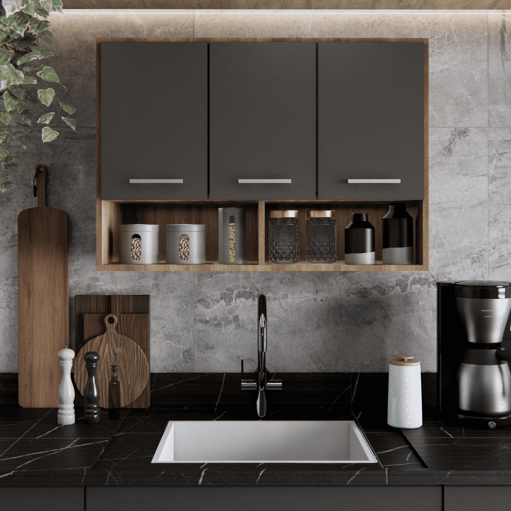 Armário 3 Portas Organizador Multiuso Pronta Entrega Com Nicho para Canecas Móveis Bonatto em Oferta na Shopee