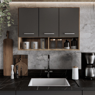 Armário Organizador Aéreo 3 Portas Cozinha Lavanderia Bonatto Com Nicho Multiuso em Oferta na Shopee