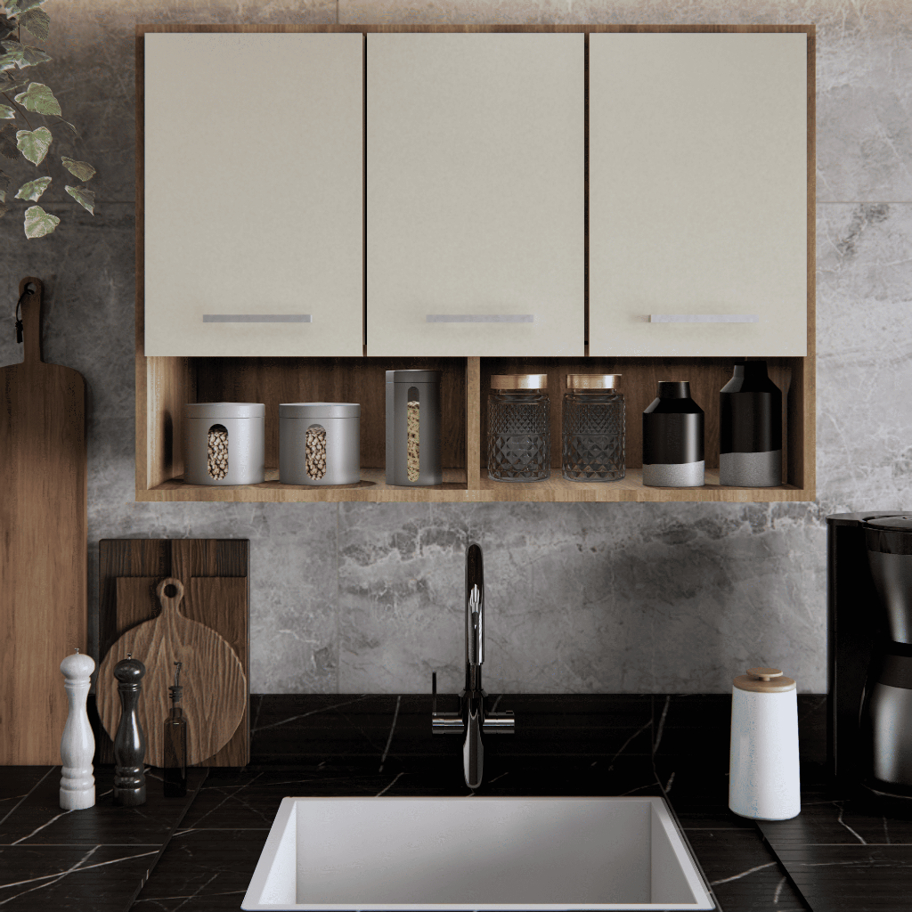 Detalhes do Armário Multiuso Cozinha Compacto Aereo Organizador 3 Portas com Nicho Várias Cores com Garantia