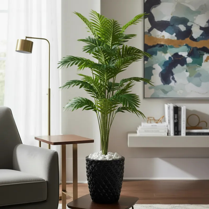 Planta Artificial Palmeira Areca Grande Real Toque Com Vaso Polietileno