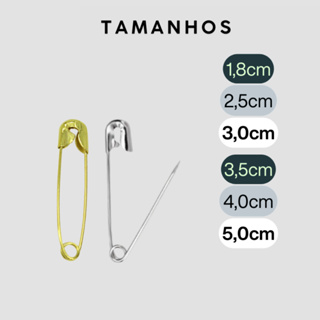 Alfinete De Segurança 100 unid Prata e Dourado Níquel Diversos tamanhos em Oferta na Shopee