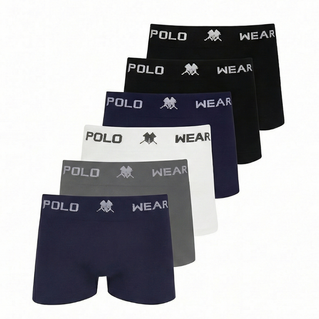 Kit Cueca Masculina Boxer Polo Wear Microfibra Leve Sem Costura Confortável Sortida em Oferta na Shopee