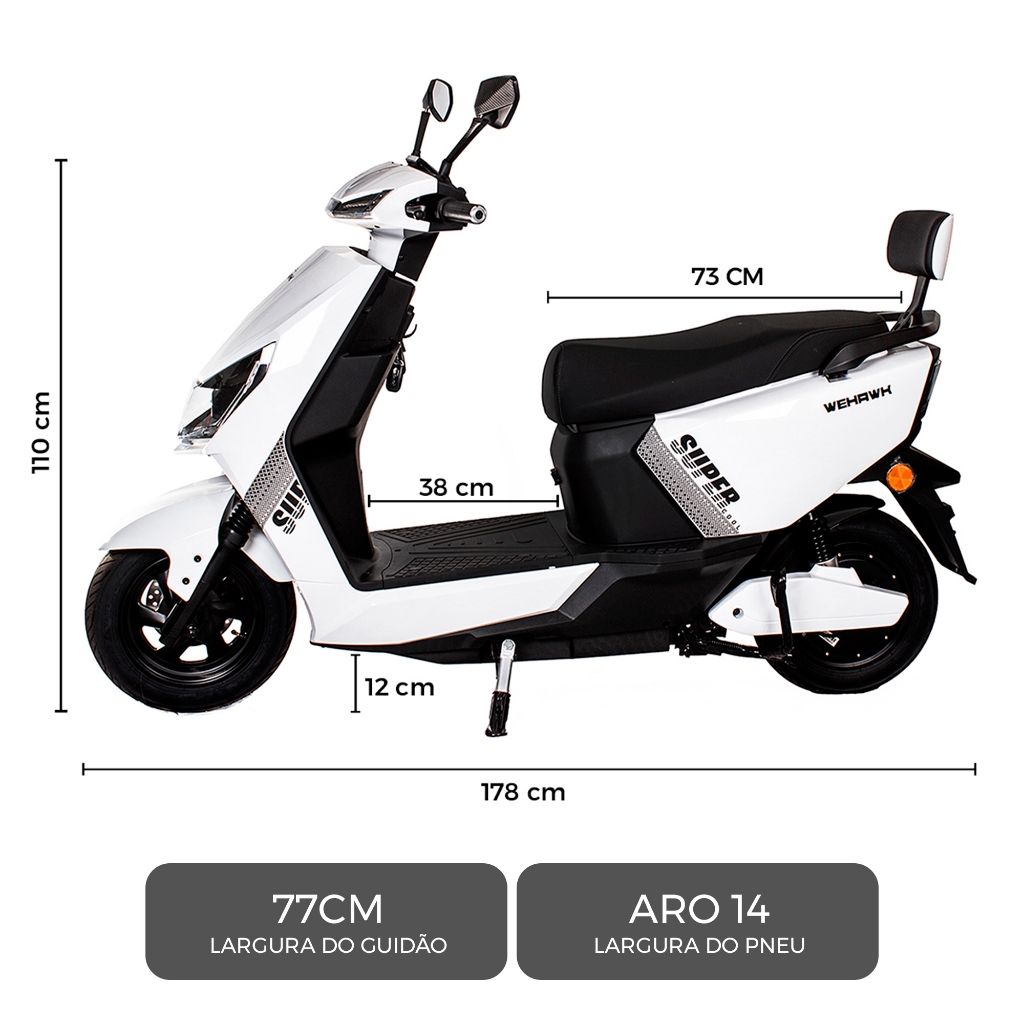 Scooter Moto Elétrica Super Bateria de Grafeno WX-05 Wehawk 1000W 60V 20Ah sem CNH Autopropelido em Oferta na Shopee