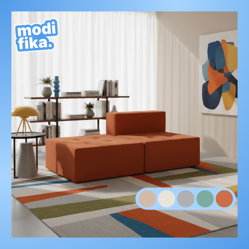 Sofá 2 Lugares Módulos Puff Sofá na Caixa SoftWake com Capas Removíveis Selano D33