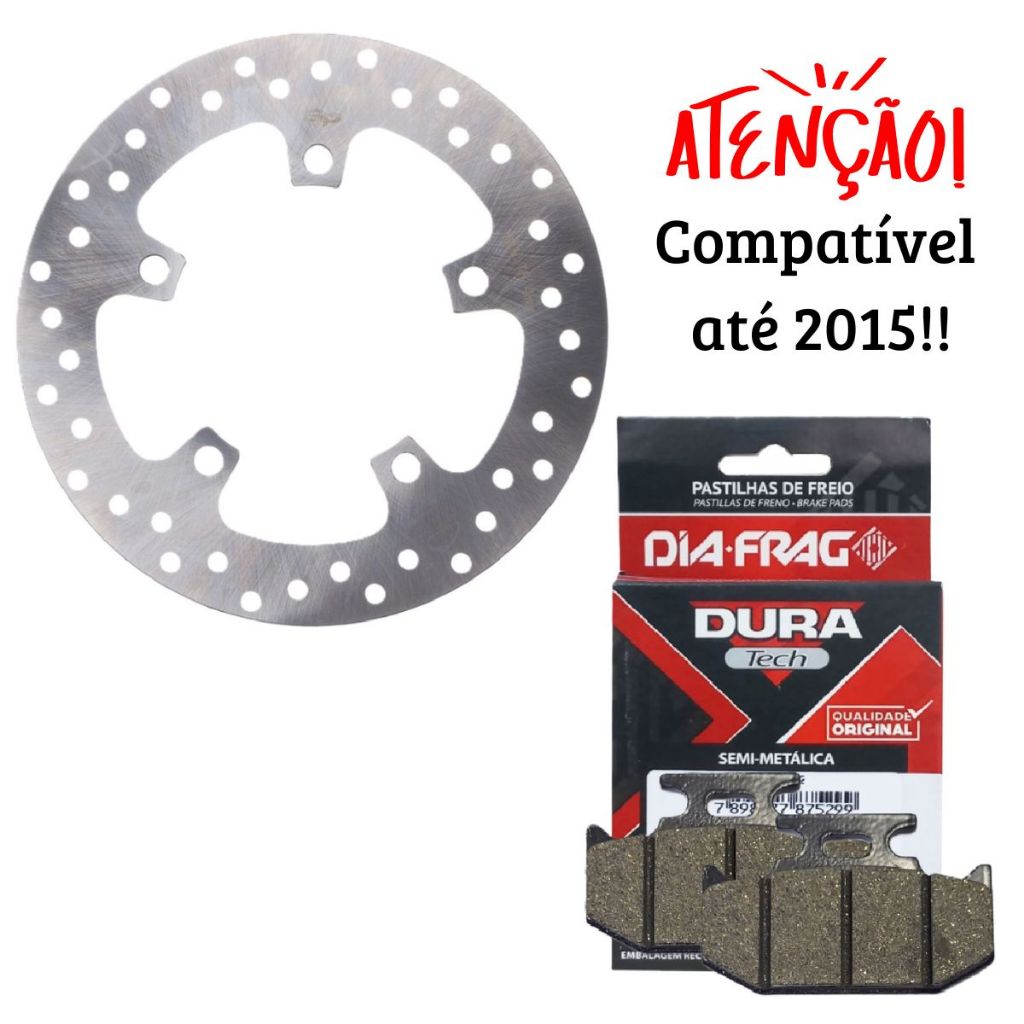 Disco de Freio Traseiro Fazer 250 2005-2015 + Pastilhas Diafrag (Semimetálica)