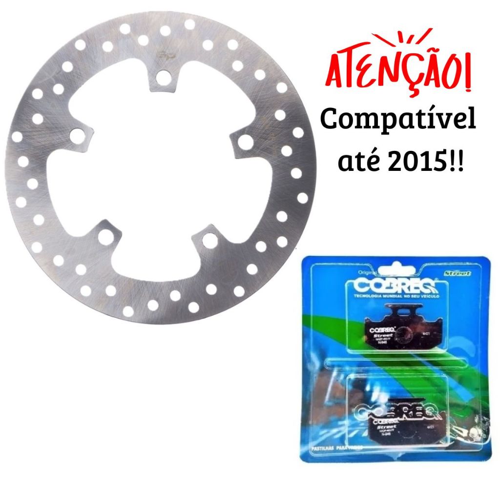 Disco de Freio Traseiro Fazer 250 2005-2015 + Pastilhas Cobreq em Oferta na Shopee