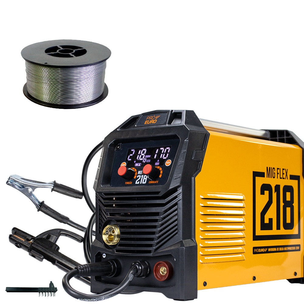 Máquina Solda Mig 218a Multiprocesso 220v HOT START + 1kg Arame 0.8 Mm Pró Euro em Oferta na Shopee
