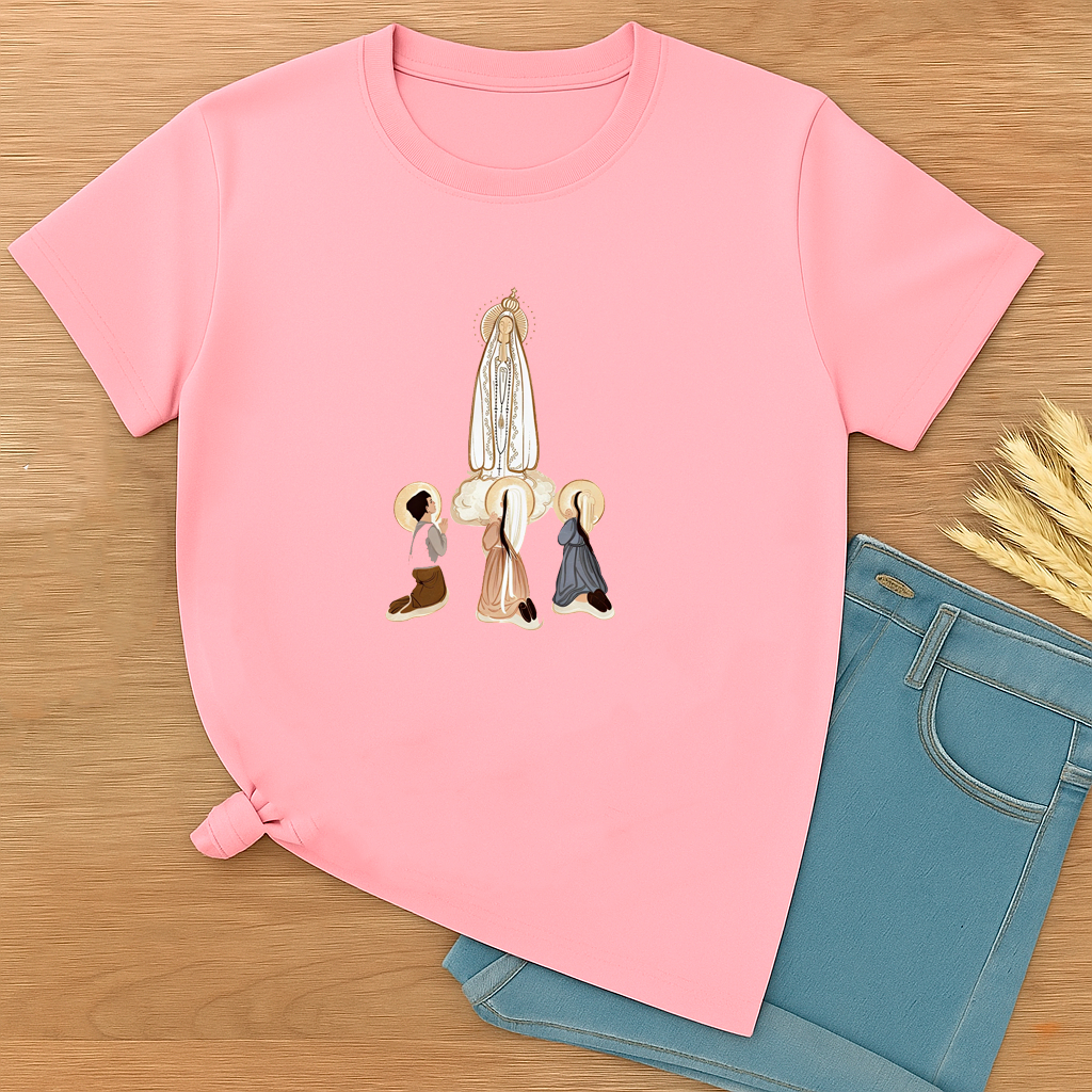 Camiseta T-Shirt Básica Unissex Nossa Senhora Santos Estiloso Feminina Tendência Catolica Modelo Lançamento Envio Rápido