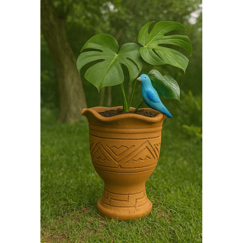 Jarro de Barro Decorativo Rústico | Jarro de Cerâmica Artesanal para Plantas | Decoração de Jardim e Varanda
