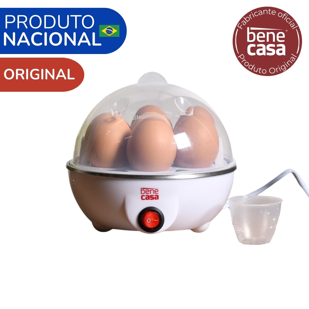 Cozedor de Ovos, Legumes - Elétrico Automático 7 Ovos | Portátil a Vapor 110v/220v, Rápido e Seguro – ORIGINAL Bene Casa