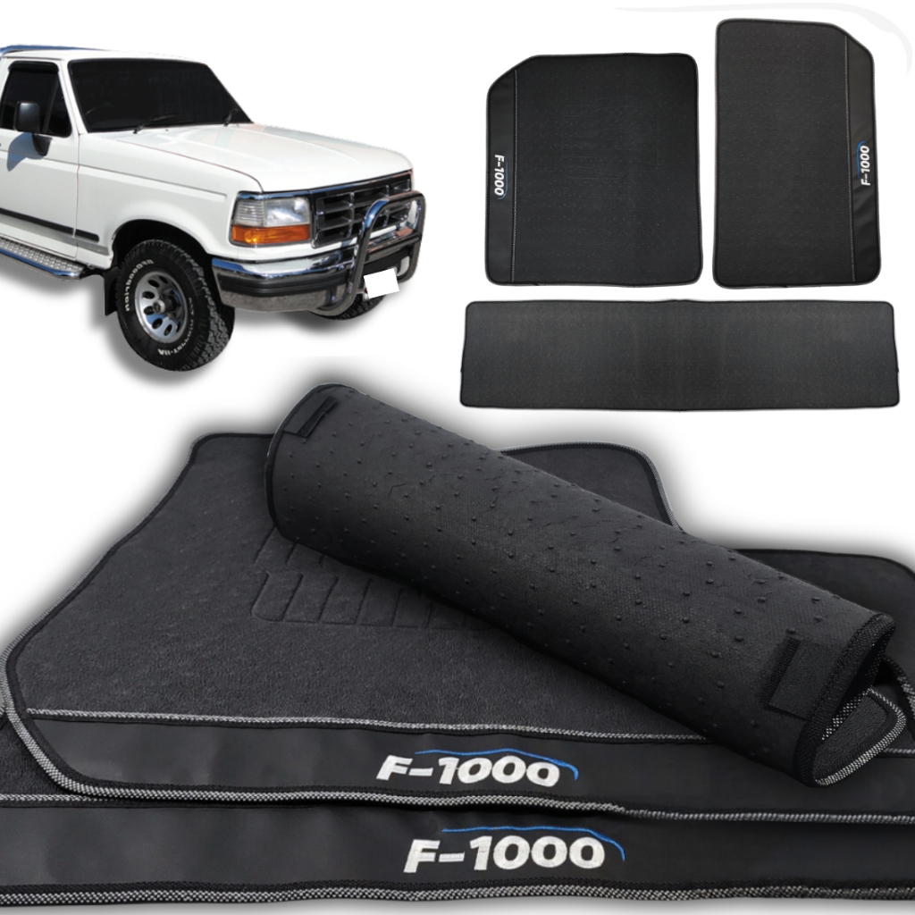 TAPETE EMBORRACHADO 3 PEÇAS PARA FORD F1000 F-1000 CABINE DUPLA TRASEIRO INTEIRIÇO 93 94 95 96 97