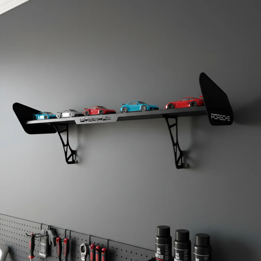 Prateleira Industrial Em Aço + 4 Carrinhos Coleção Parede Estante Suporte Rack Aerofolio Decoração