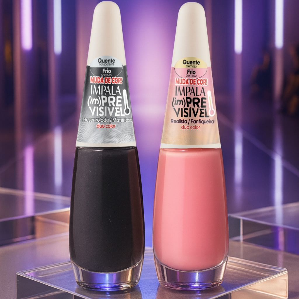 Kit 2 Esmaltes Impala Coleção imprevisível Duo Color Que Mudam De Cor Mais Vendidos Presente