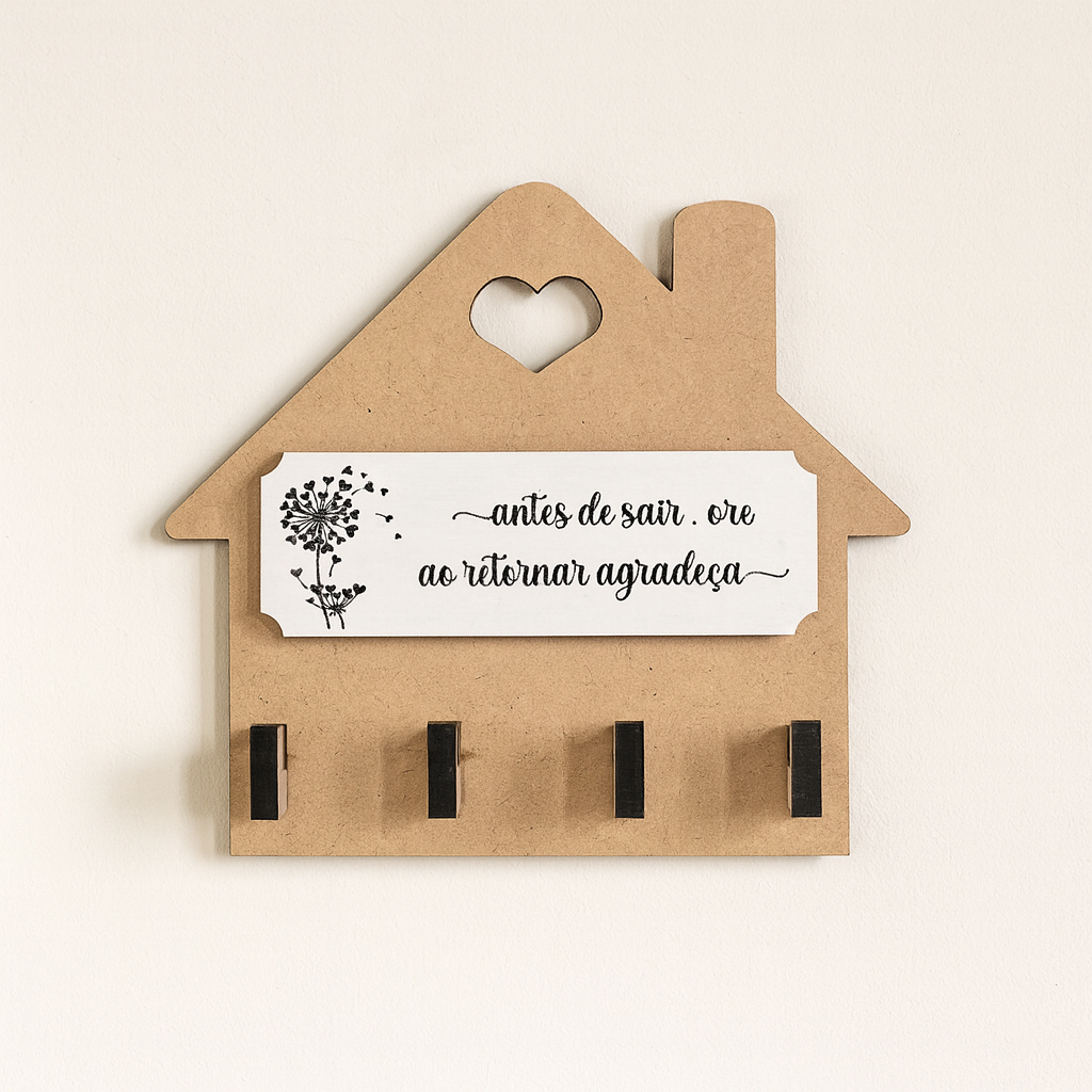 Porta Chaves Parede Casa Casinha Com Frase Personalizada 4 Ganchos MDF Decoração em Oferta na Shopee