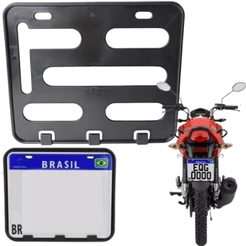 Suporte De Placa Moto Mercosul Moldura Universal Vazado