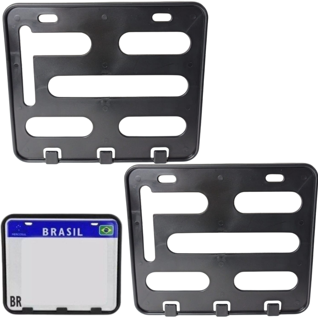2 Suporte De Placa Moto Mercosul Universal Vazado Moldura em Oferta na Shopee