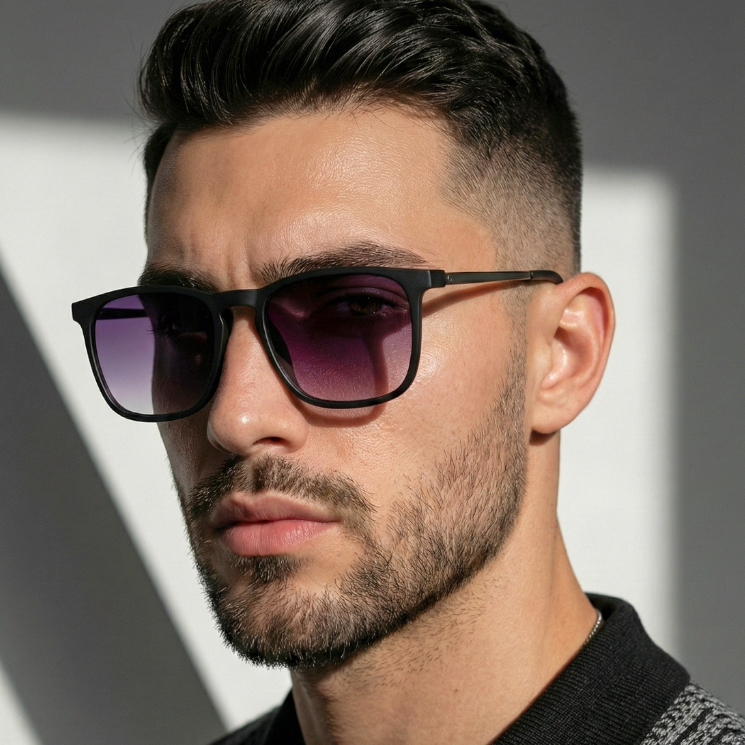 Oculos de Sol Quadrado Retro Preto Degradê Premium Classico Original uv400 Masculino Feminino
