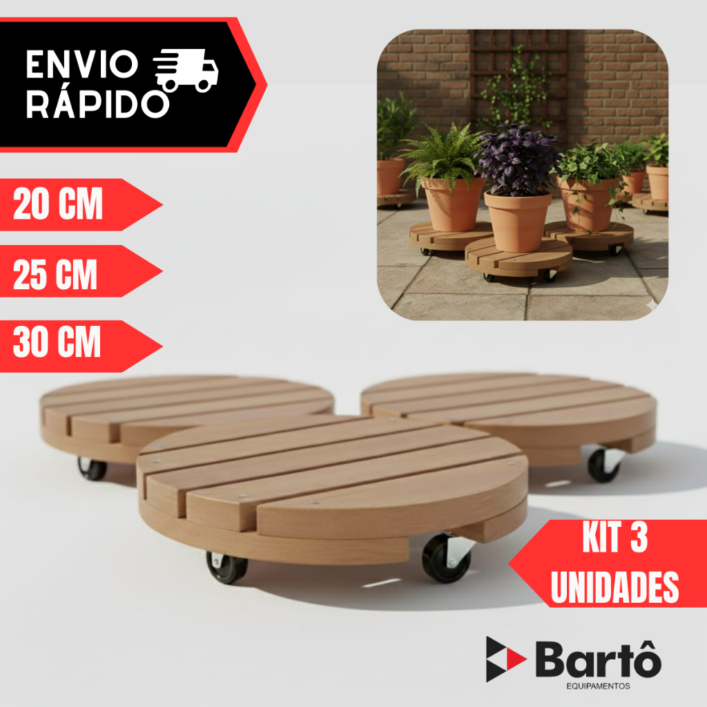 Kit 03 Suporte Para Vaso 20cm 25cm 30cm Redondo Suporta ate 80kg em Oferta na Shopee