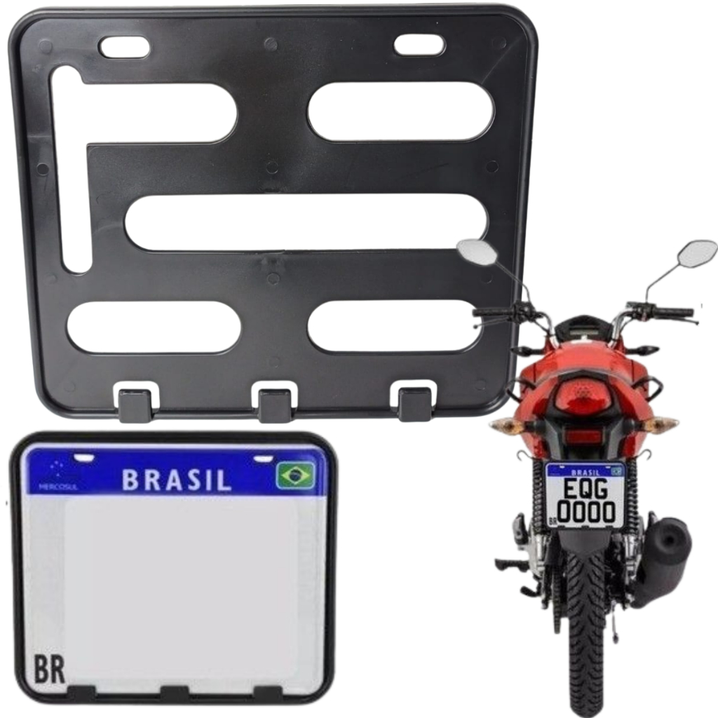 Suporte de PlacaMercosul Motos Universal Moldura Vazado em Oferta na Shopee