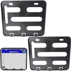 2 Suporte De Placa Moto Mercosul Universal Moldura Vazado