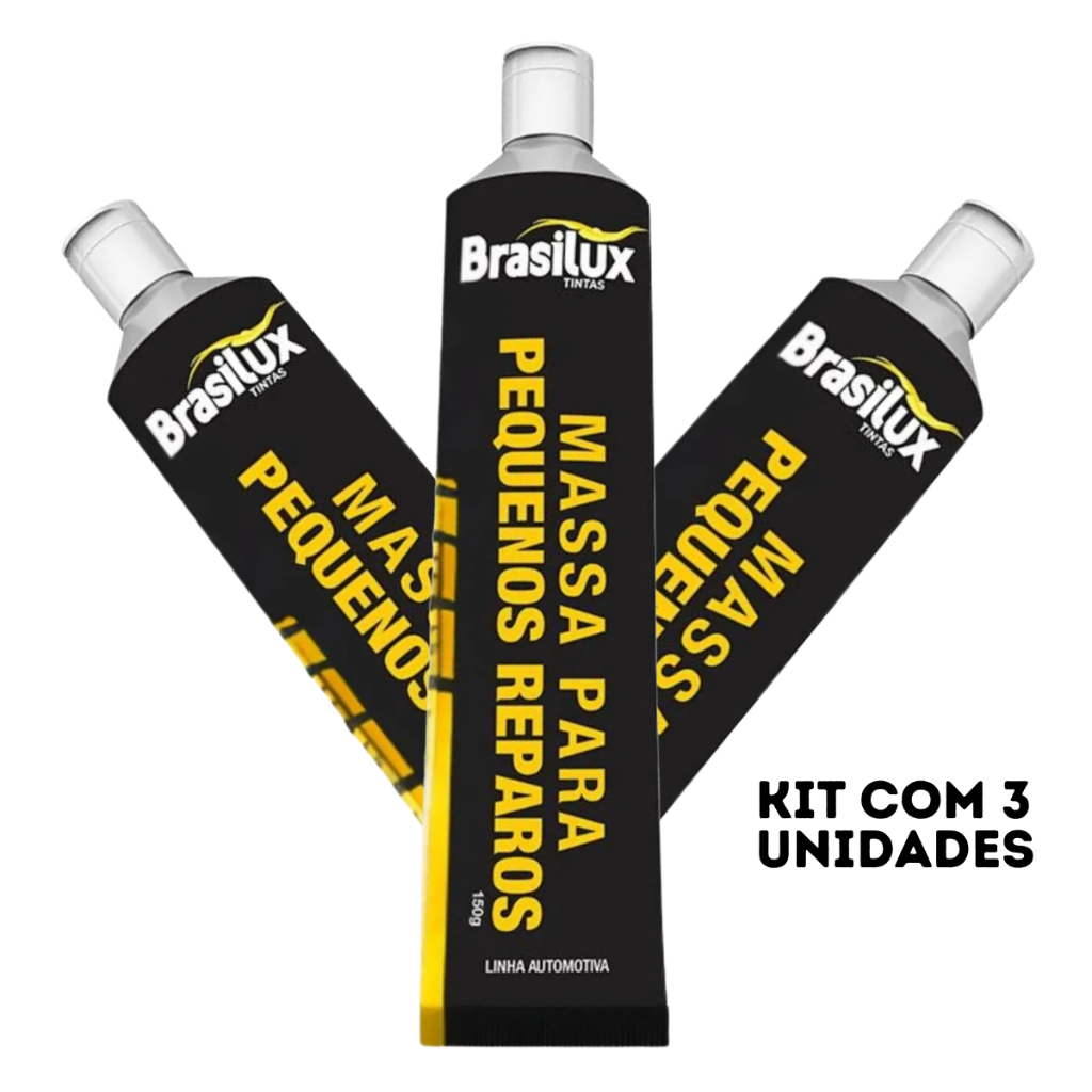 Massa Pequenos Reparos Automotiva 150g Profissional Brasilux - Kit com 3 Unidades